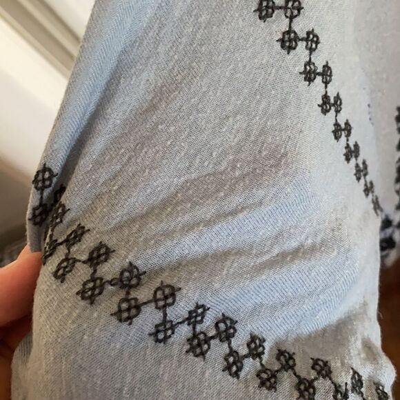 Free People Blue Embroidered Cold Shoulder Top Contemporary Festival Boho - Picture 8 of 14